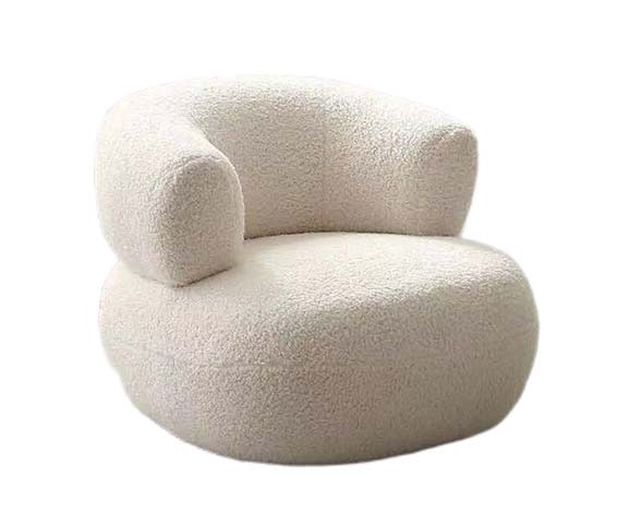Cream Boucle 360-Degree Swivel Upholstered Lounge Chair