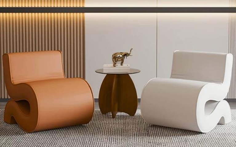 Curved Monolithic Armless Lounge Chair