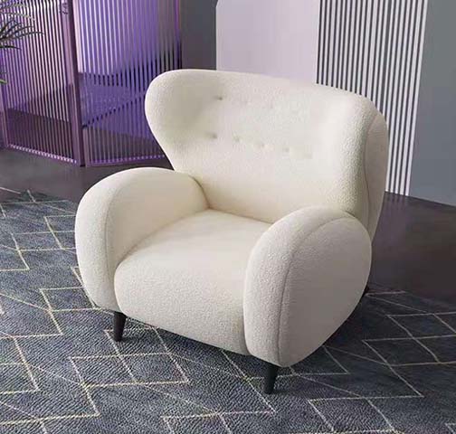 Cream Boucle Tufted Curved Wingback Accent Armchair