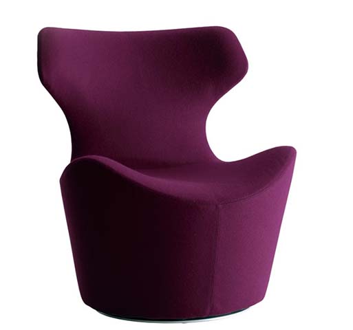 Deep Purple Sculpted 360&deg; Swivel Upholstered Lounge Armchair