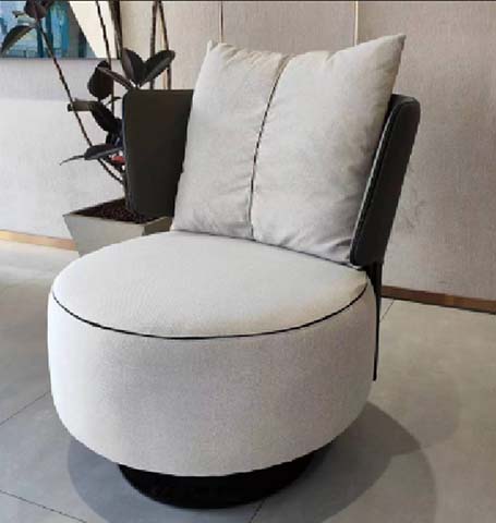 Two-Tone Round Swivel Lounge Chair with Dual Pillow Back