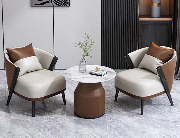Two-Tone Barrel Accent Armchair and Round Pedestal Side Table 3-Piece Lounge Set