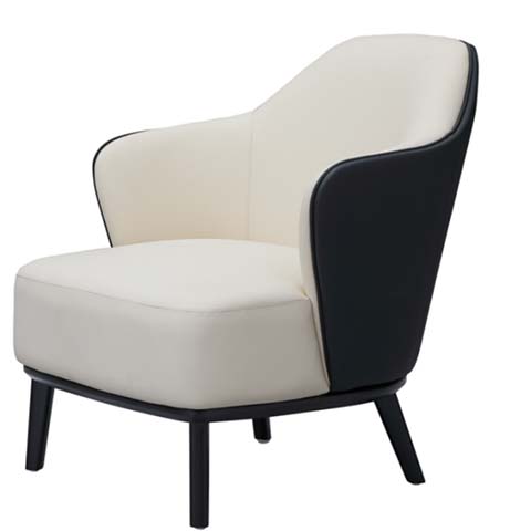 Two-Tone Cream Black Wrap-Around Upholstered Lounge Armchair