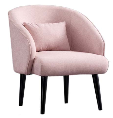 Blush Pink Barrel-Back Fabric Accent Armchair with Matching Lumbar Pillow