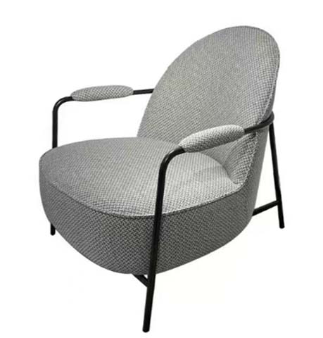 Curved Cocoon Woven Lounge Armchair with Black Metal Frame