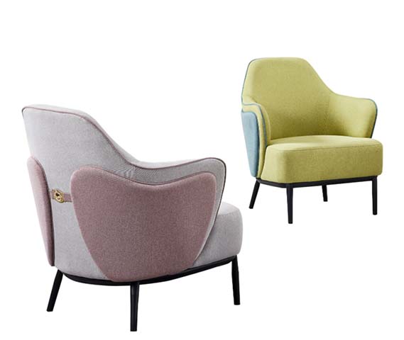 Color-Block Upholstered Lounge Armchair with Metal Legs