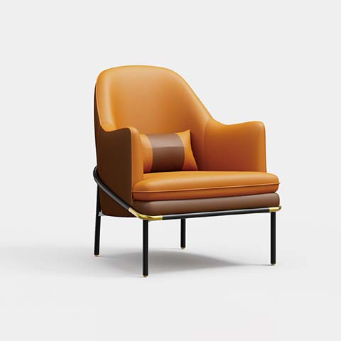 Two-Tone Faux Leather Upholstered Lounge Armchair with Metal Frame