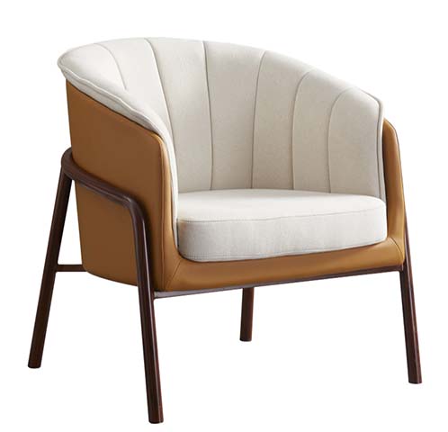 Two-Tone Channel-Stitched Barrel Accent Lounge Armchair