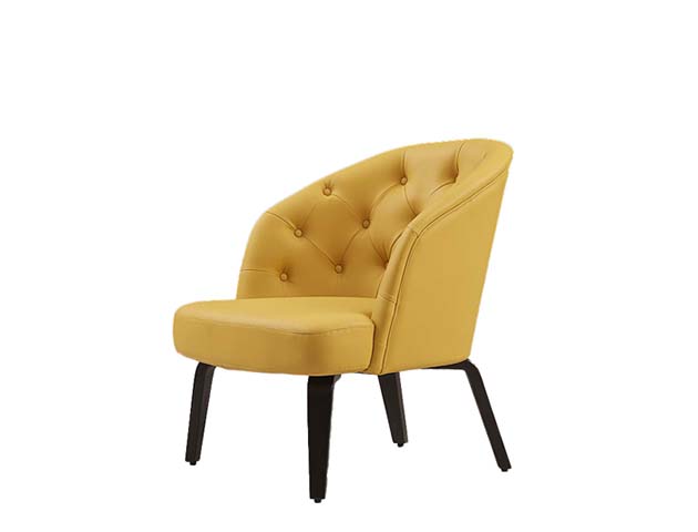 Mustard Yellow Diamond-Tufted Barrel Accent Armchair