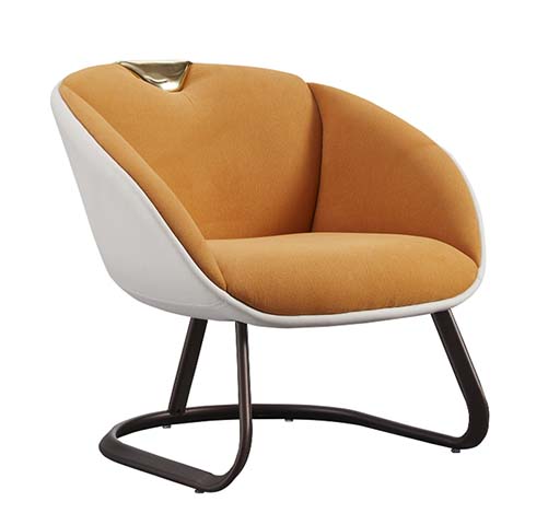 Two-Tone Wraparound Cantilever Lounge Armchair with Gold Accent