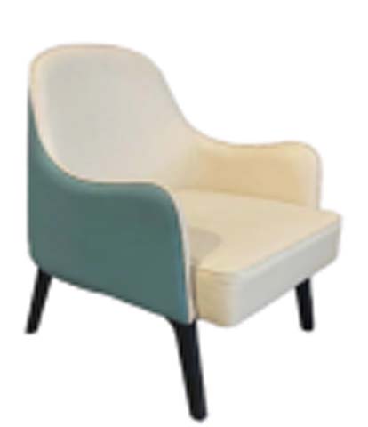 Two-Tone Teal and Cream Curved Wrap-Around Accent Armchair
