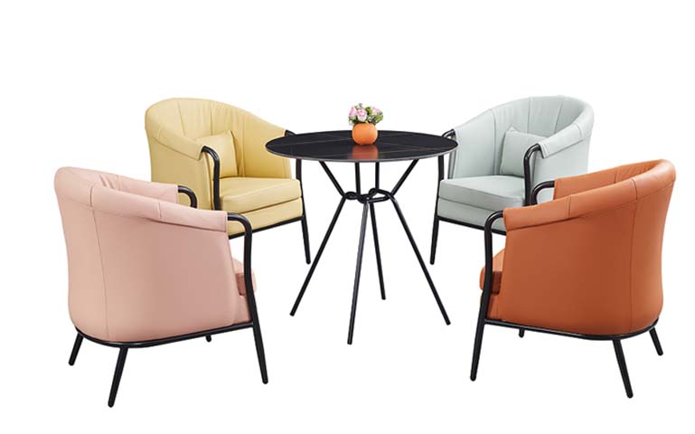 5-Piece Outdoor Patio Conversation Set with 4 Upholstered Barrel Armchairs and Round Black Coffee Table