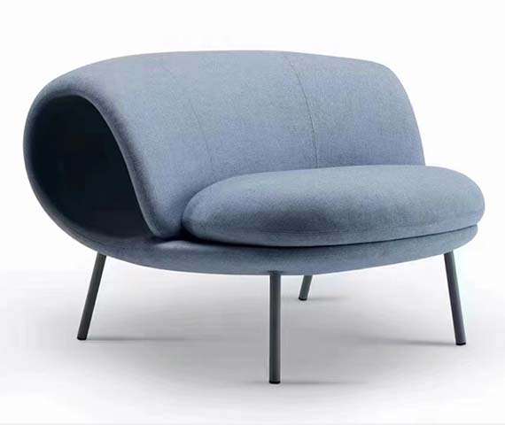 Asymmetrical Wrap-Back Upholstered Lounge Chair with Metal Legs