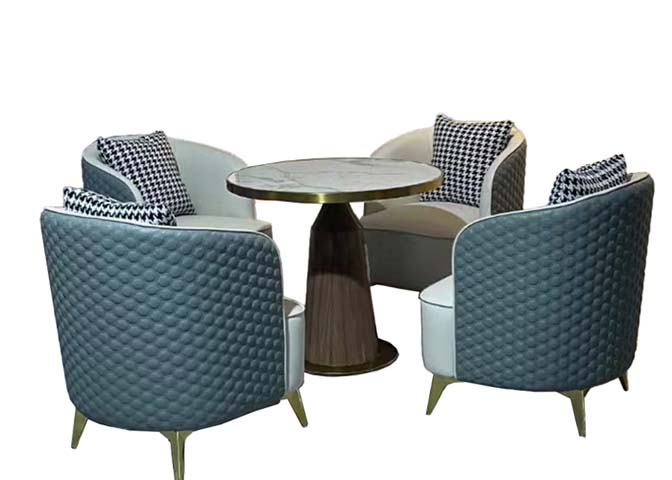 4-Seater Round Lounge Table and Quilted Armchair Set