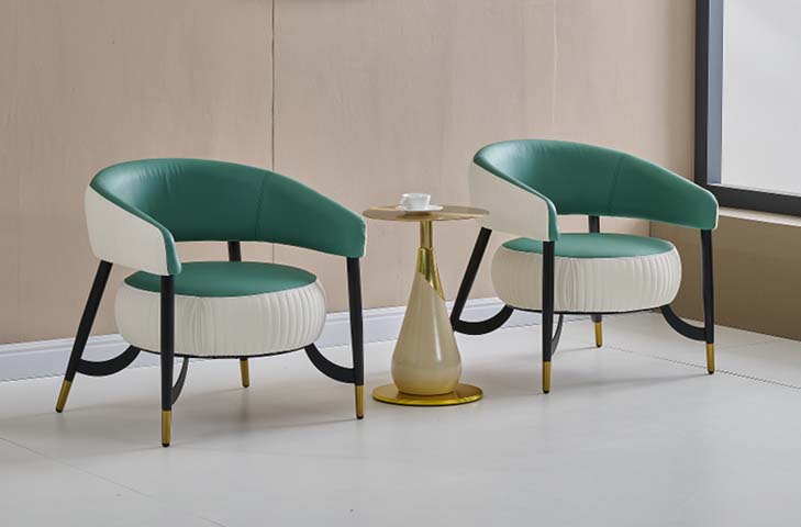 Two-Tone Barrel Accent Lounge Chair Set with Teardrop Pedestal Side Table
