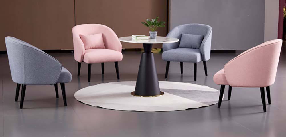 4-Seater Round Upholstered Fabric Leisure Meeting Set With Central Bistro Table