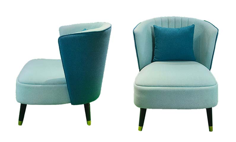 Two-Tone Teal Channel-Tufted Barrel Accent Armchair with Matching Throw Pillow