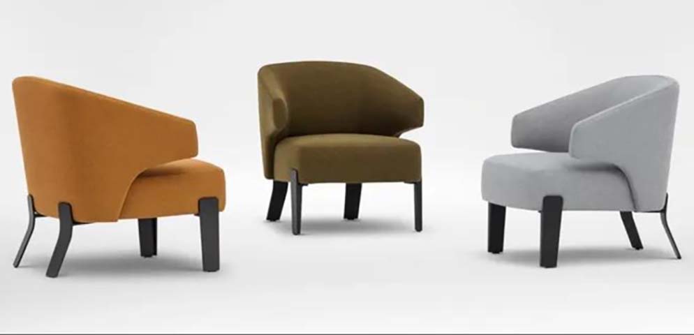 Modern Wrap-Back Upholstered Lounge Armchair