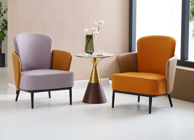 Color-Block Upholstered Lounge Armchair with Black Metal Legs