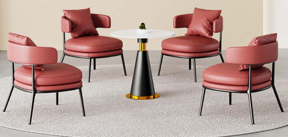 Modern 1 Round Coffee Table 4 Curved Lounge Chair Conversation Set