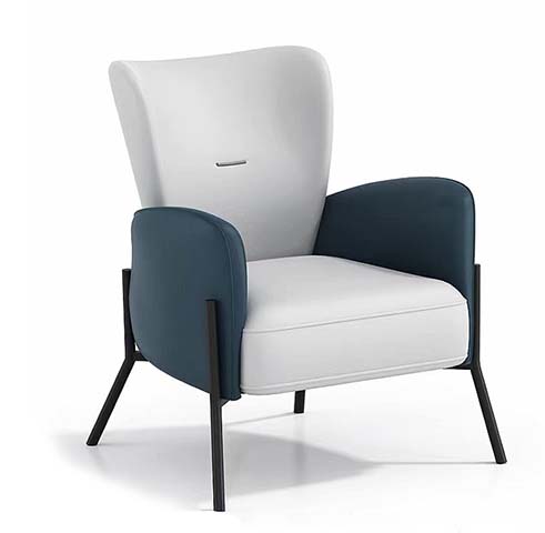 Two-Tone Upholstered Accent Lounge Armchair with Black Splayed Metal Legs