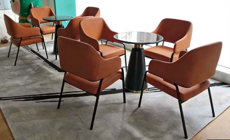 Round Glass Top Lounge Side Table with Upholstered Armchair Set