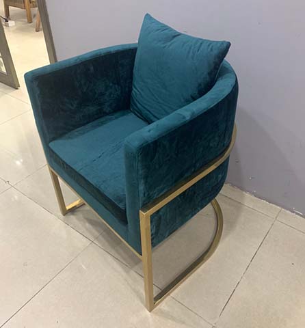 Teal Velvet Upholstered Accent Lounge Chair with Brass Metal Sled Frame