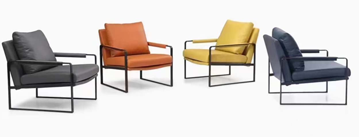Minimalist Black Metal Sled Frame Upholstered Lounge Armchair