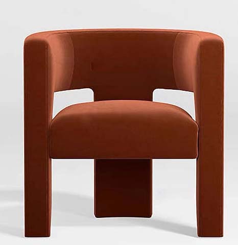 Terracotta Velvet Upholstered Barrel Back Accent Chair