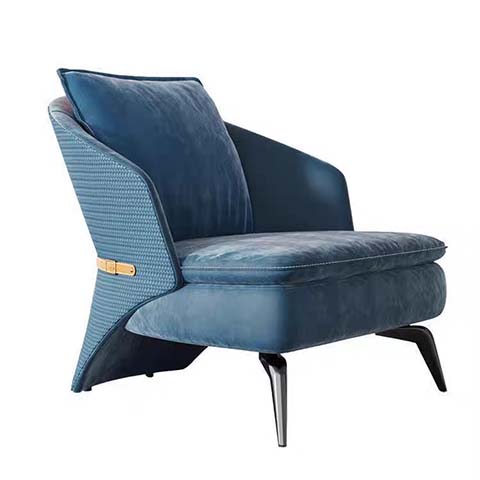 Modern Blue Mixed Upholstery Accent Lounge Armchair