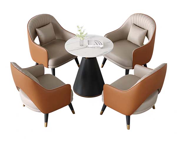 4-Seat Round Pedestal Negotiation Table and Chair Set