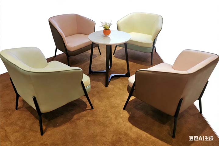 Modern 4-Seat Lounge Chair and Round Side Table Conversation Set