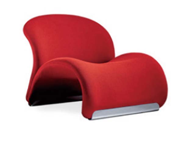 Armless Sculptural Upholstered Lounge Chair
