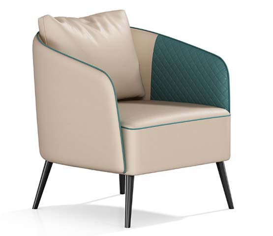 Two-Tone Beige Teal Quilted Barrel Accent Armchair
