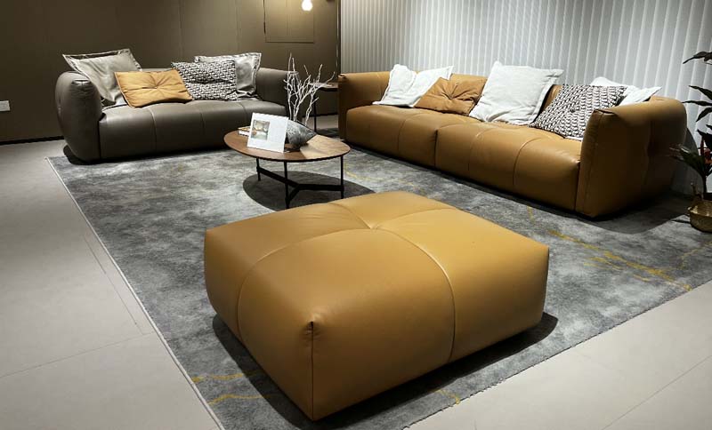 Contemporary Upholstered Leather 3-Seat Sofa