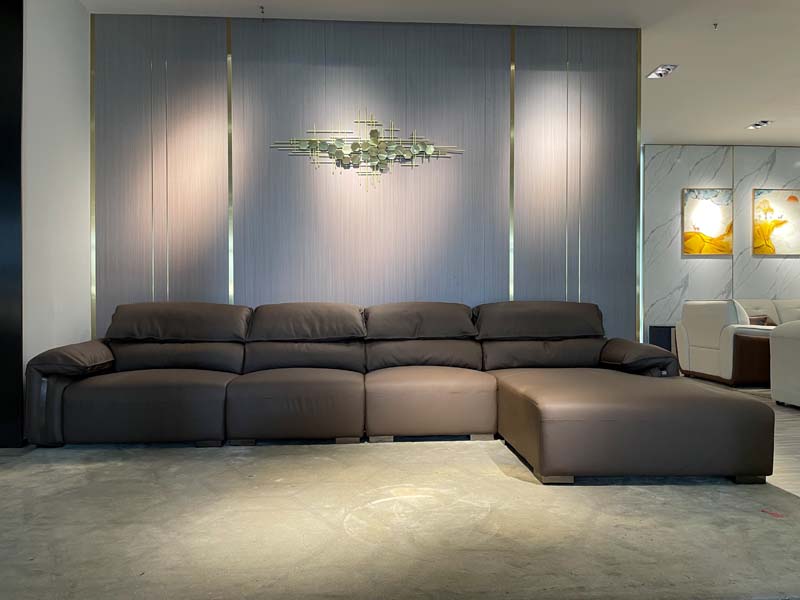 Dark Brown Right-Chaise L-Shaped Sectional Sofa