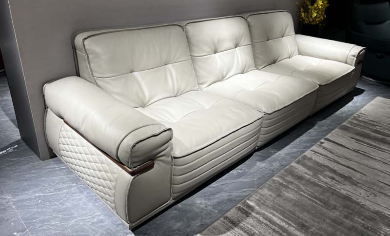 Off-White Diamond-Quilted Arm Three-Seater Leather Sofa