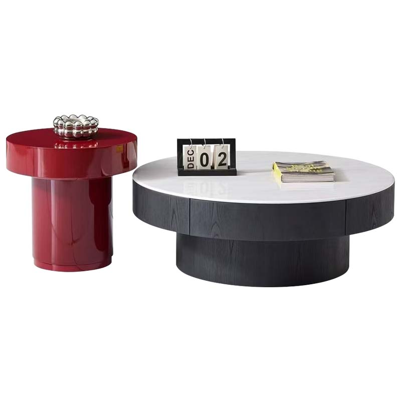 Two-Piece Round Pedestal Nesting Coffee Table Set
