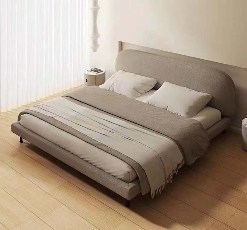 Upholstered Low-Profile Platform Bed with Rounded Headboard