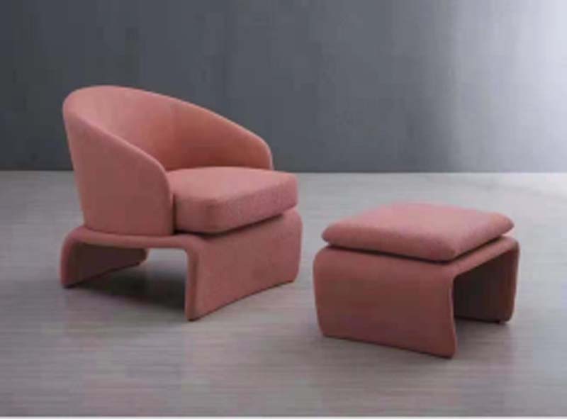 Fully Upholstered Curved Lounge Chair with Ottoman