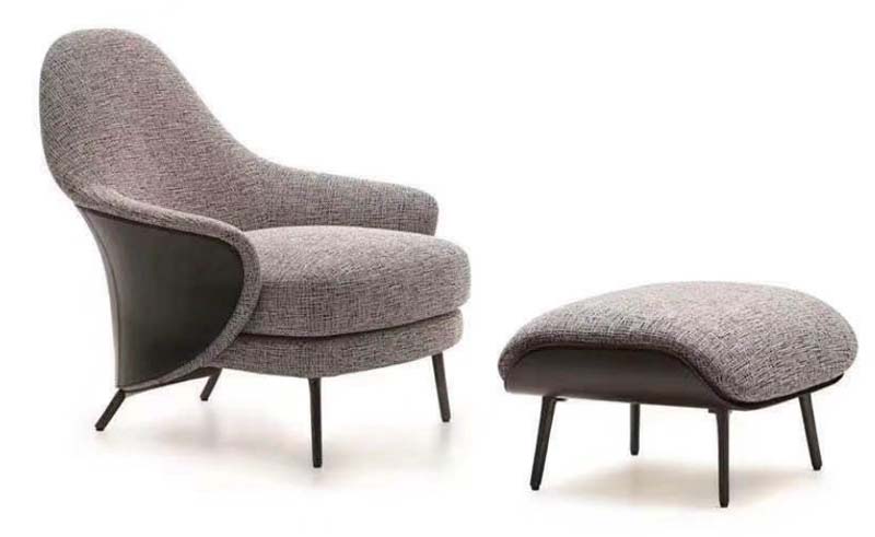 Upholstered Curved Lounge Armchair with Matching Ottoman