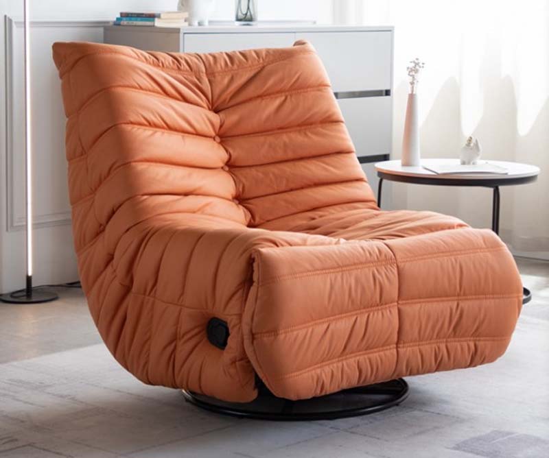 Upholstered Swivel Relax Lounge Chair with Channel Stitching