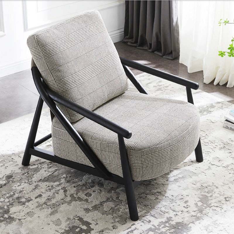 Fabric Lounge Accent Armchair with Black Wood Frame