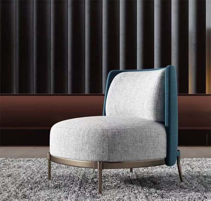 Armless Upholstered Lounge Chair with Metal Base
