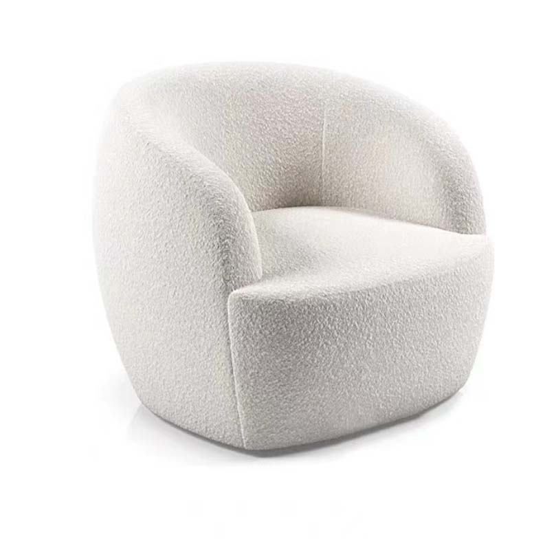 Ivory Boucle Barrel Lounge Chair