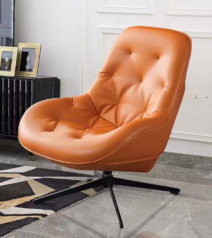 Orange Tufted Swivel Lounge Chair