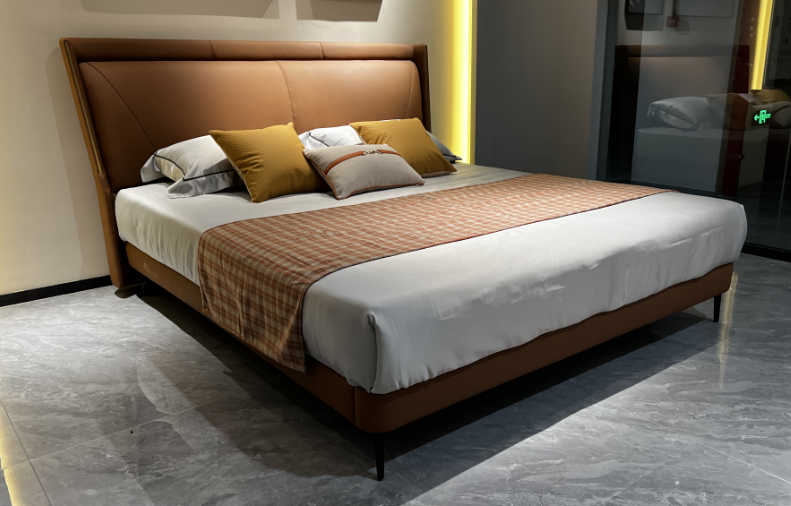 Modern Upholstered Soft Bed with Padded Wing Headboard