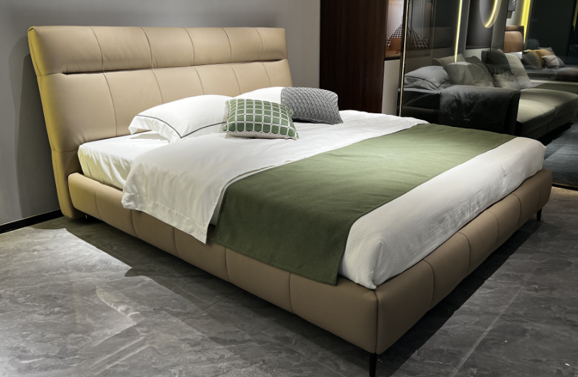 Channel-Tufted Upholstered Platform Bed with Low Bed Frame