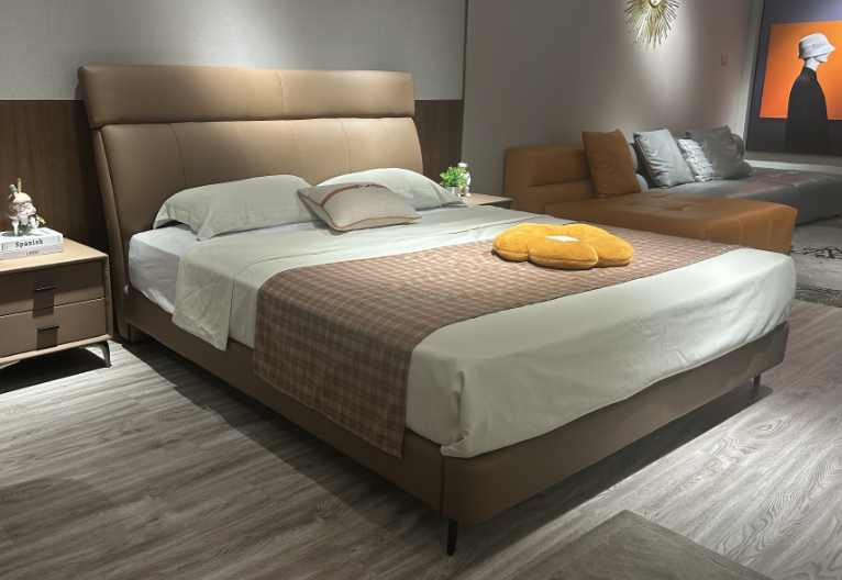 Upholstered Low-Profile Platform Bed with Padded Headboard