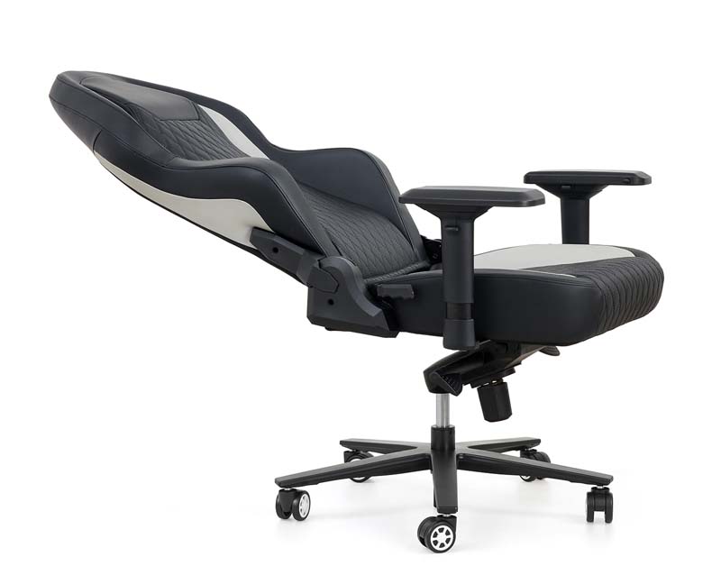 Black and White Faux Leather Reclining Gaming Chair